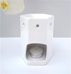 White Hexagon Ceramic Warmer